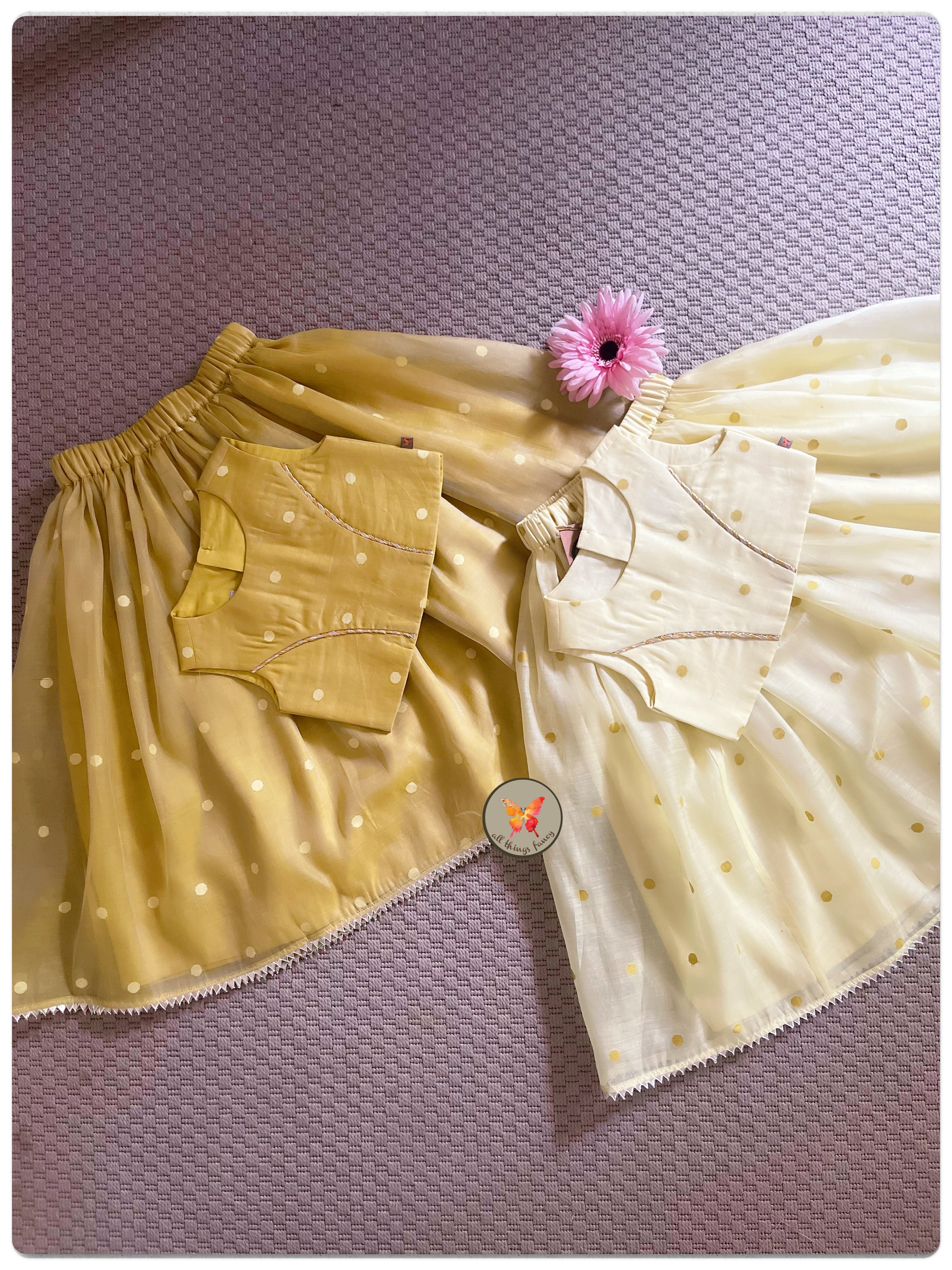 The Jamdani Weave Lehenga set- Mustard