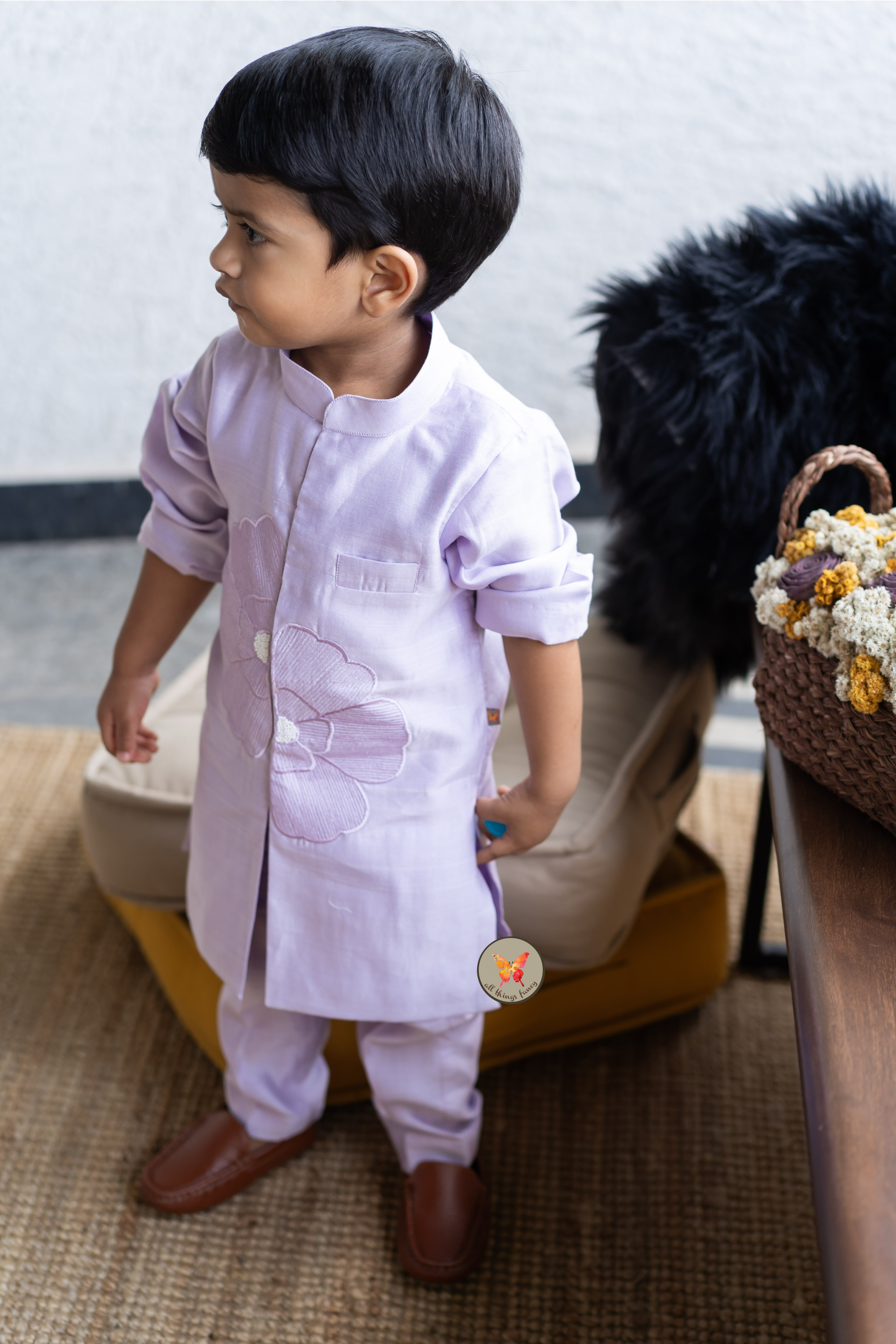 The Phool Kurta Set - Lavender