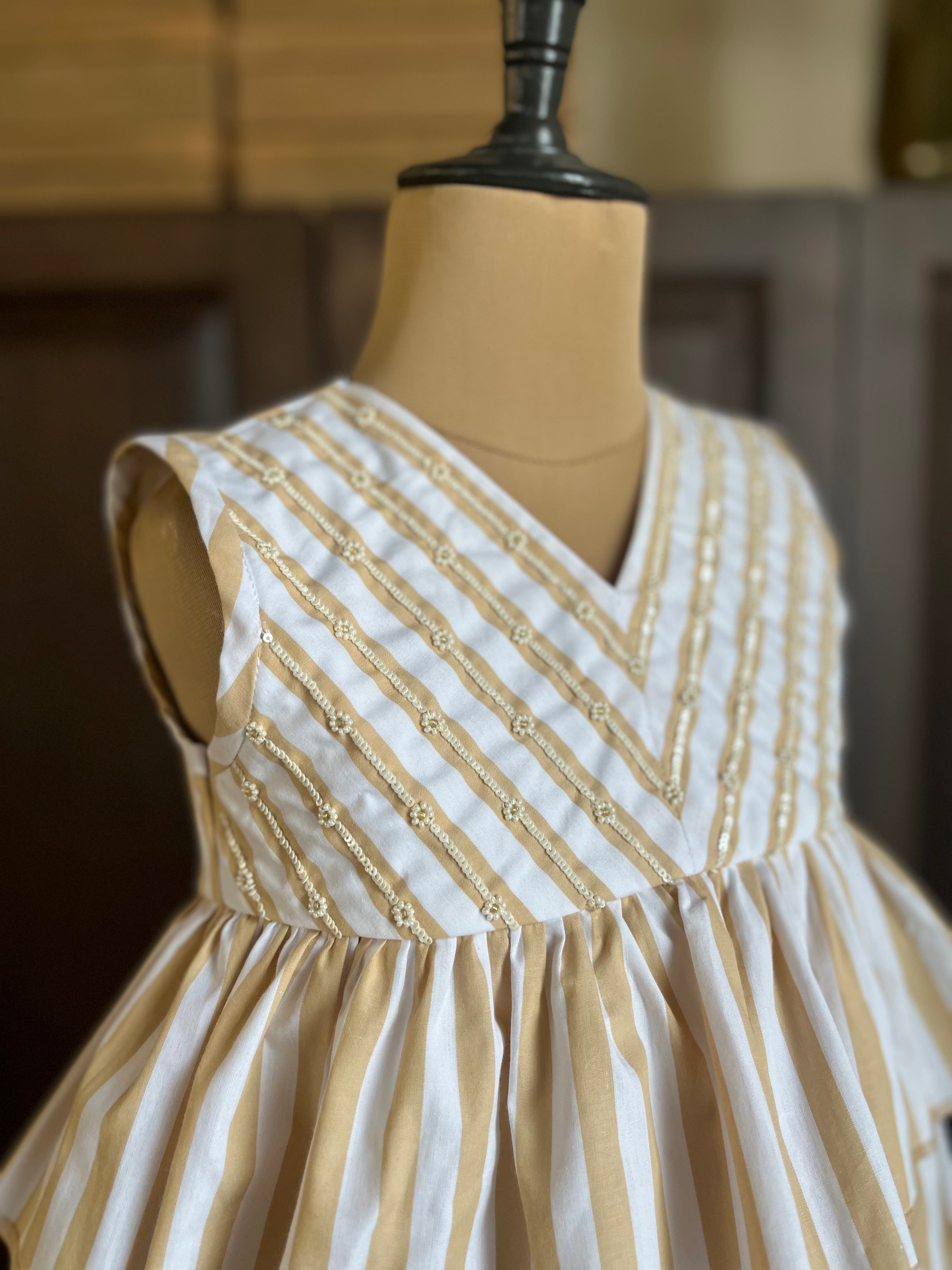 Striped Sharara Set - Beige