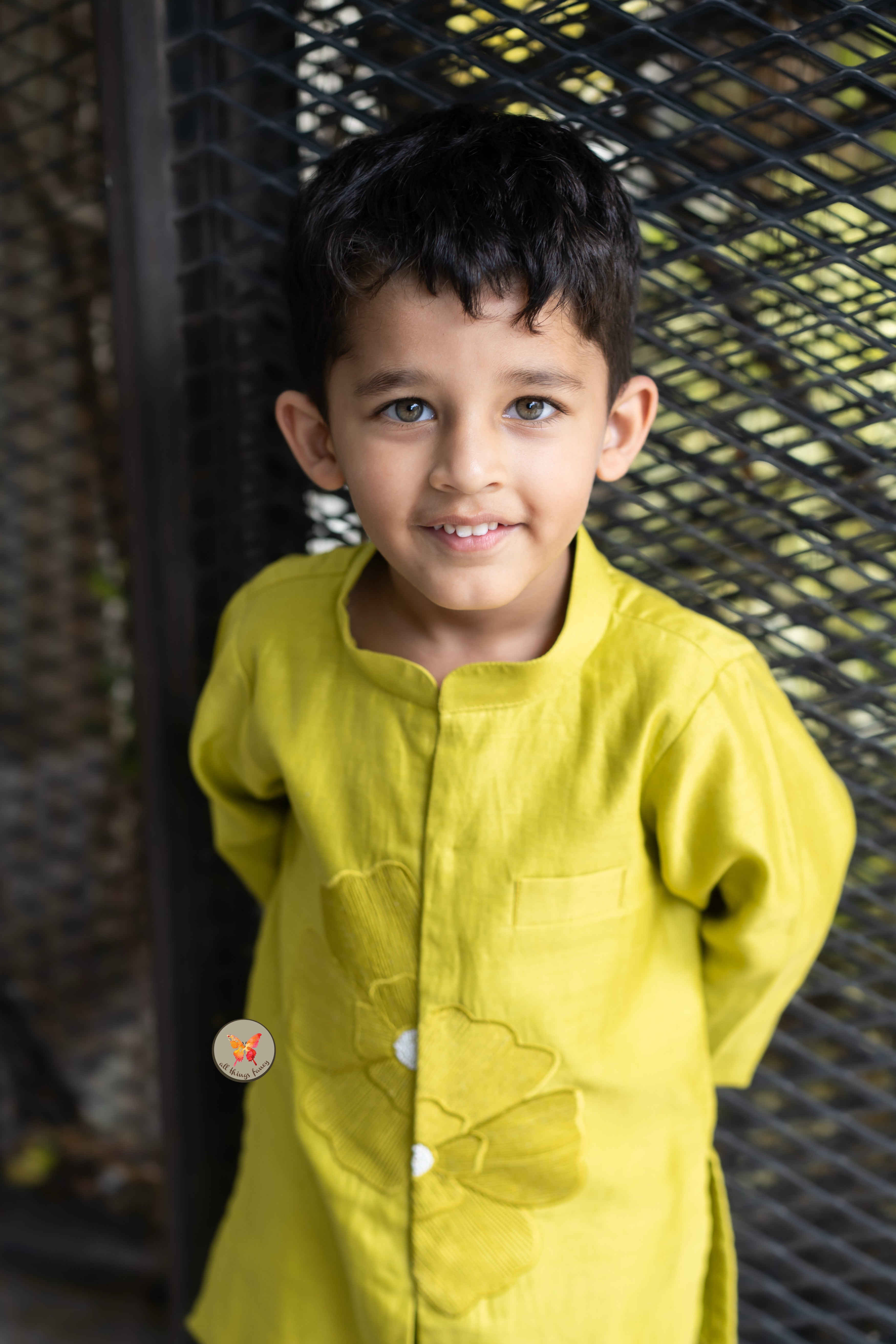 The Phool Kurta Set - Lime