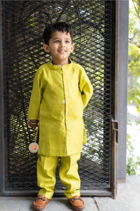 The Phool Kurta Set - Lime