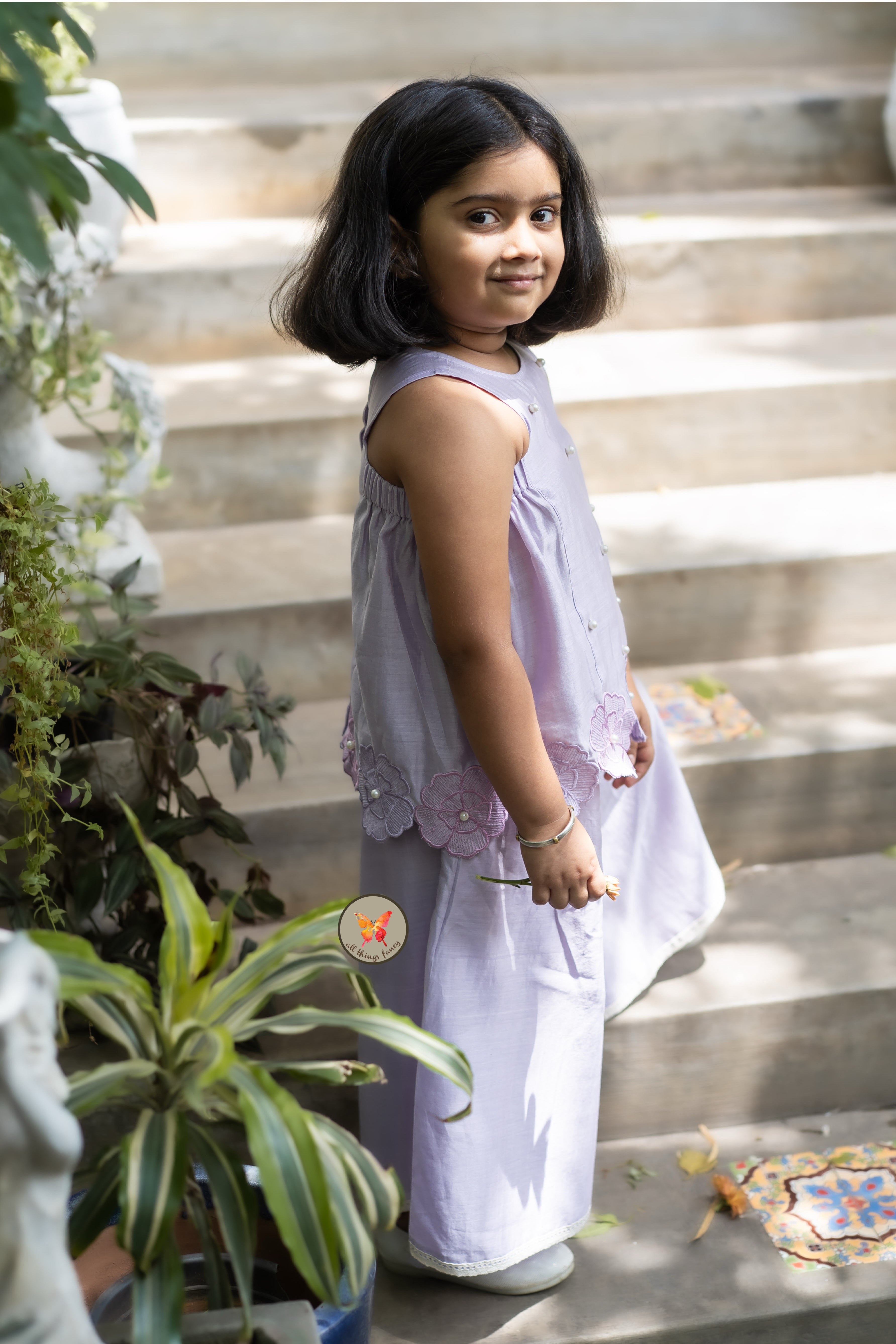 The Phool Sharara Set - Lavender
