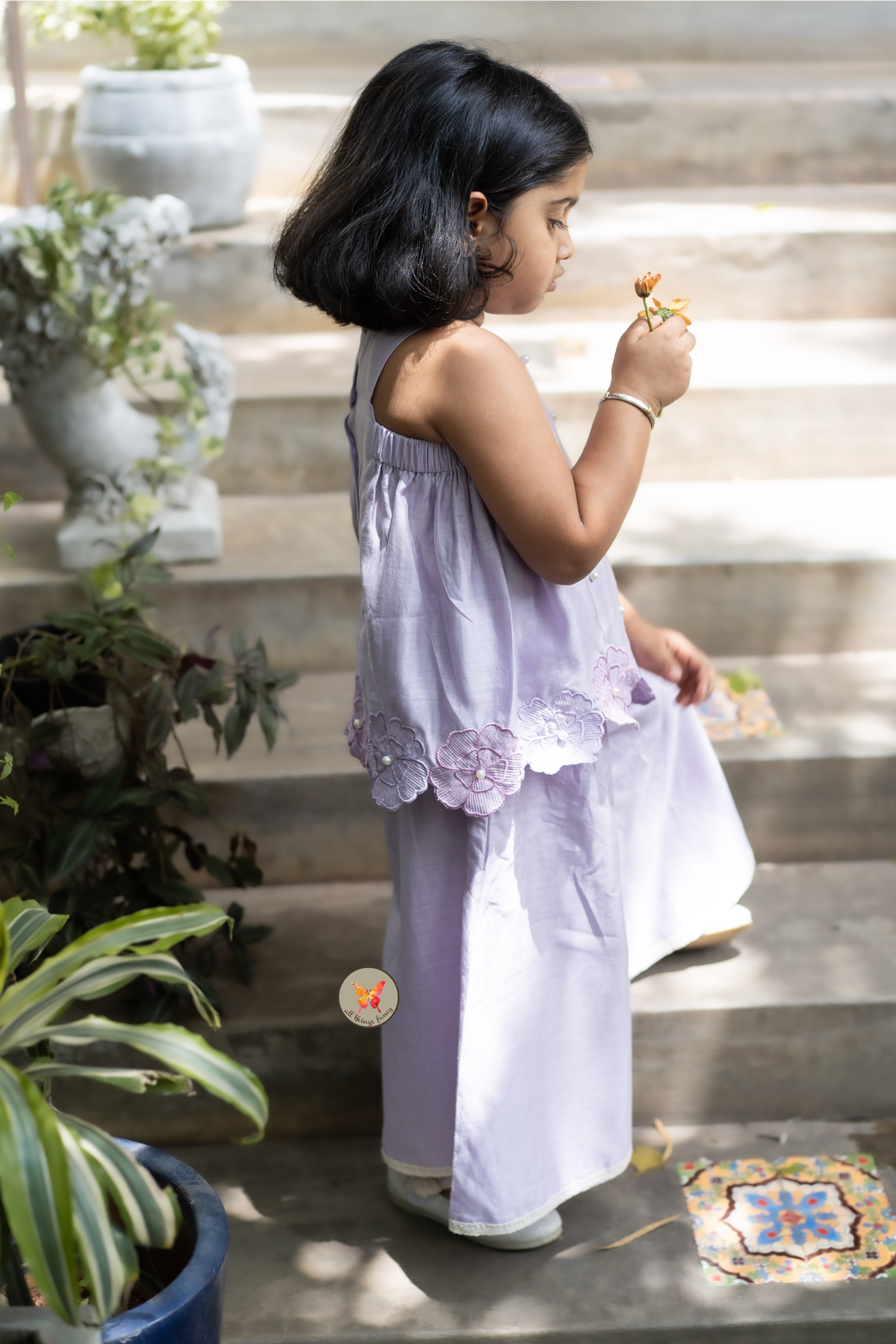 The Phool Sharara Set - Lavender