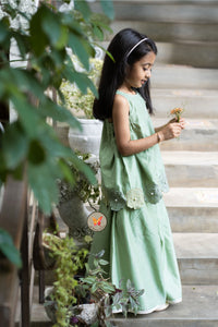 The Phool Sharara Set - Spring Green