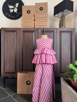 Load image into Gallery viewer, Striped Sharara Set - Red
