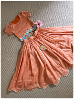 Load image into Gallery viewer, Embroidered Tissue Lehenga set- Sunset orange
