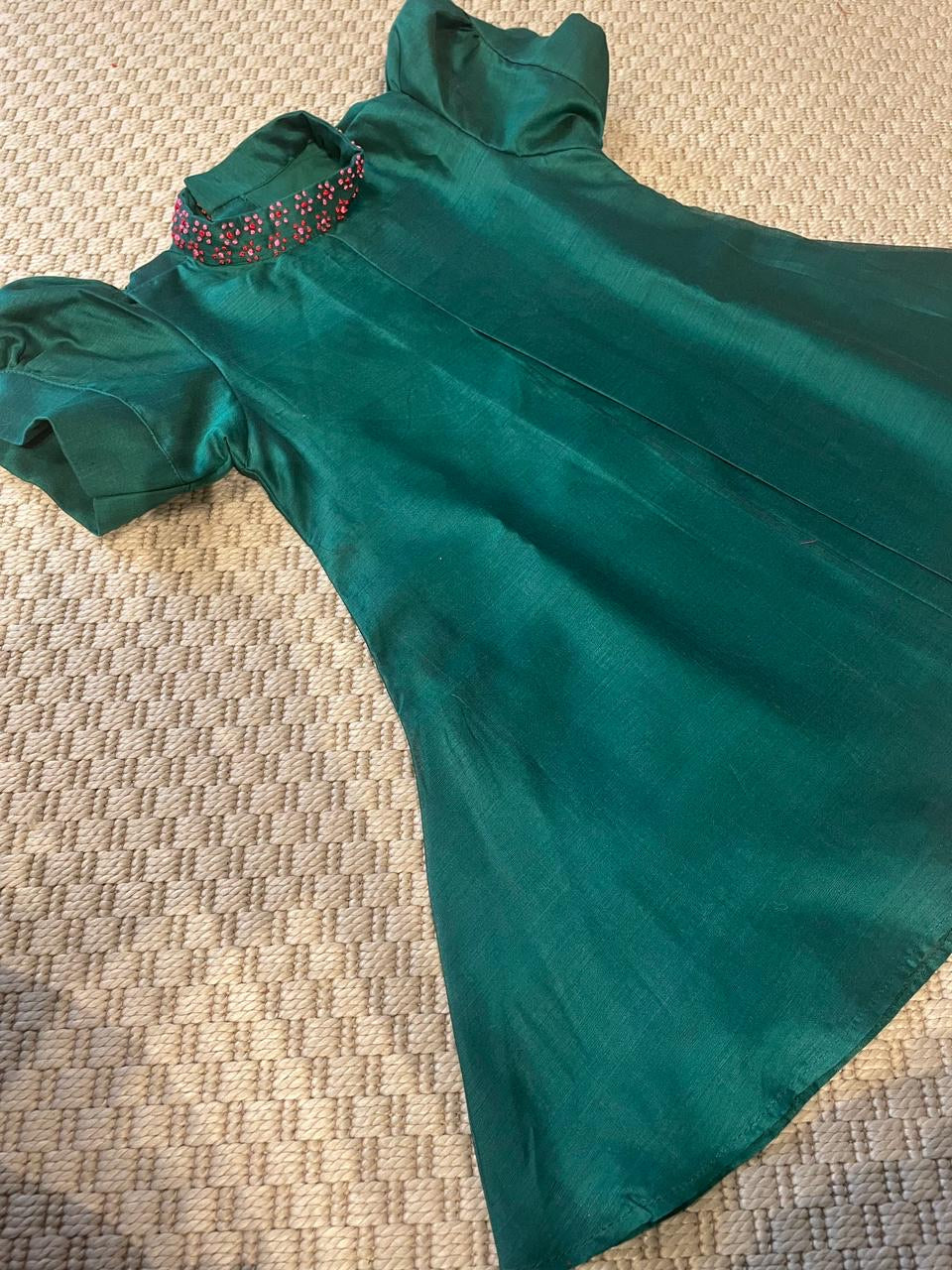 Indian Frenchknot Tunic In Emerald Green