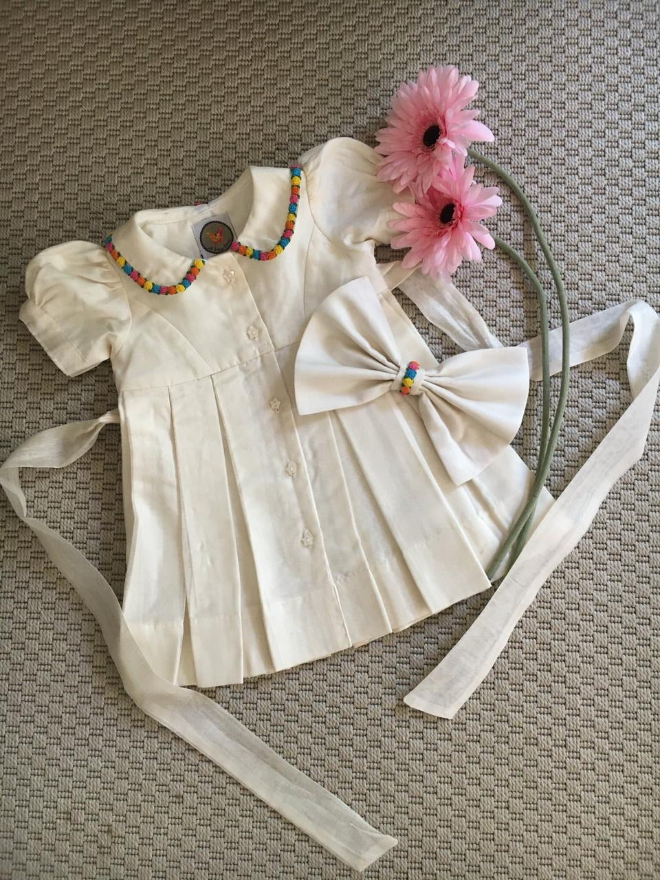 Ivory Rosette Shirt Dress