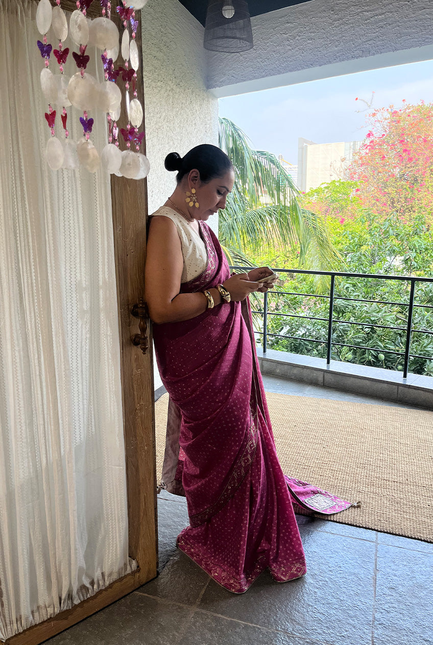 Bandhani Sari-Gulaab