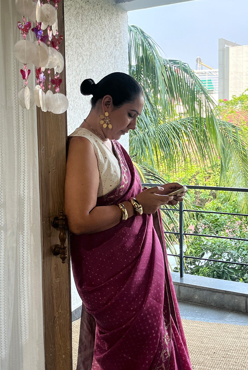Bandhani Sari-Gulaab