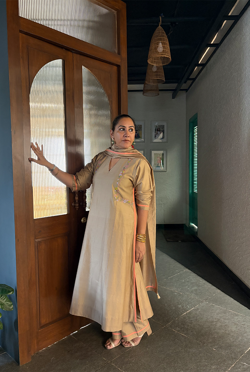 The Side Embroidery kurta sets -Sand