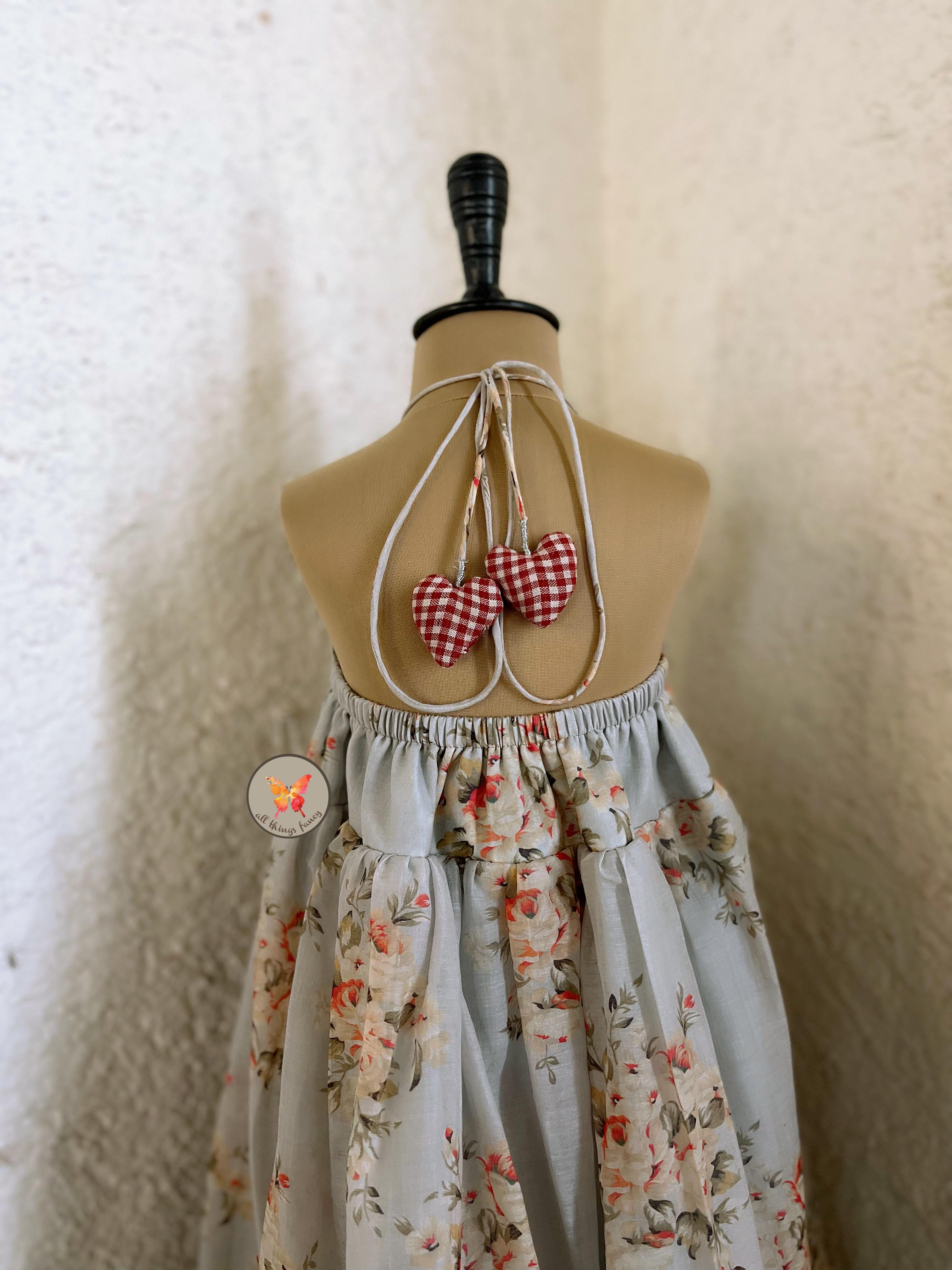 Festive Floral Halter Neck Dress- Mint