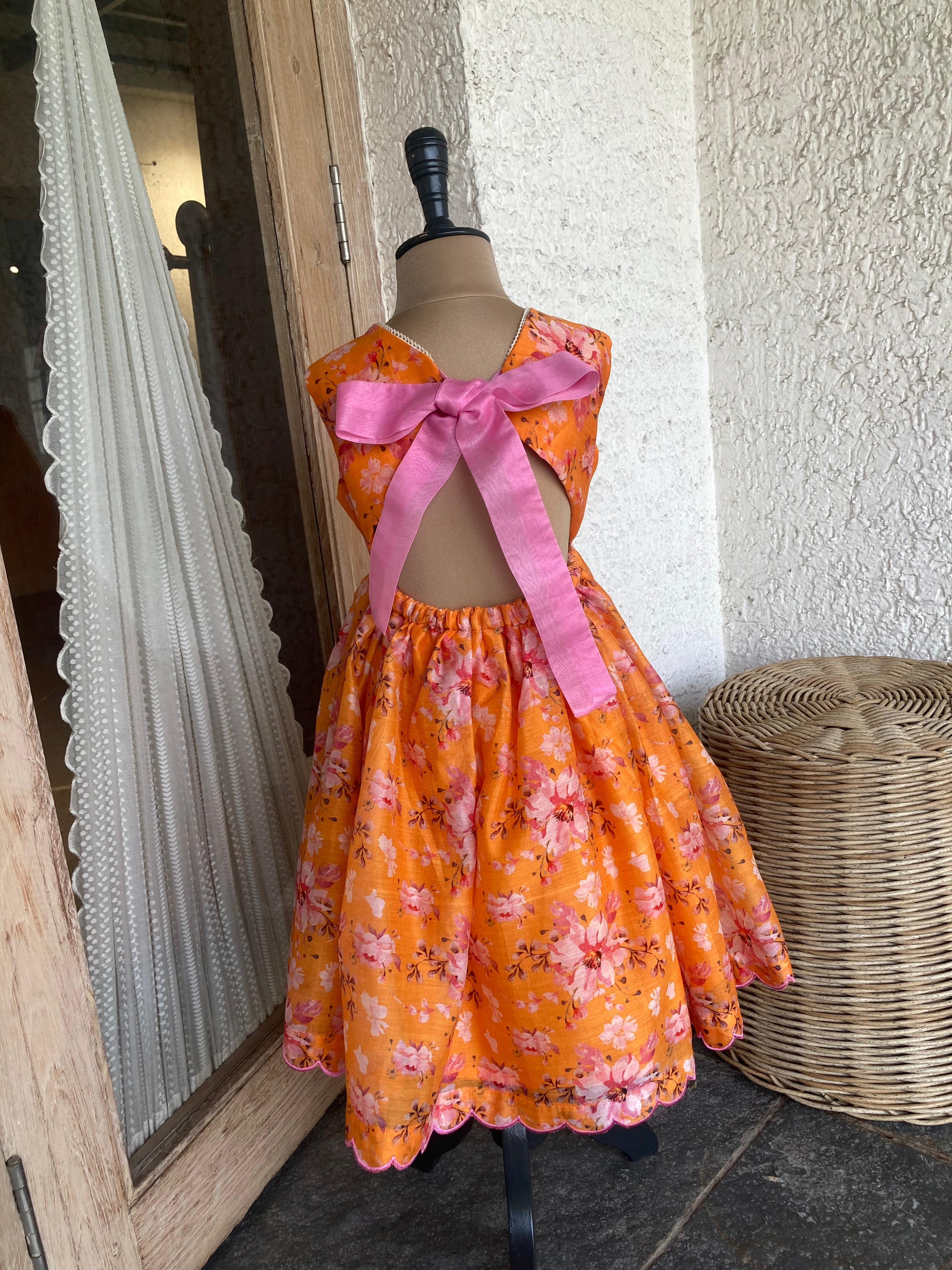 A Sunny Flower Garden Dress-Orange