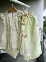 Load image into Gallery viewer, Polka Honeycomb blouse with pants - Green
