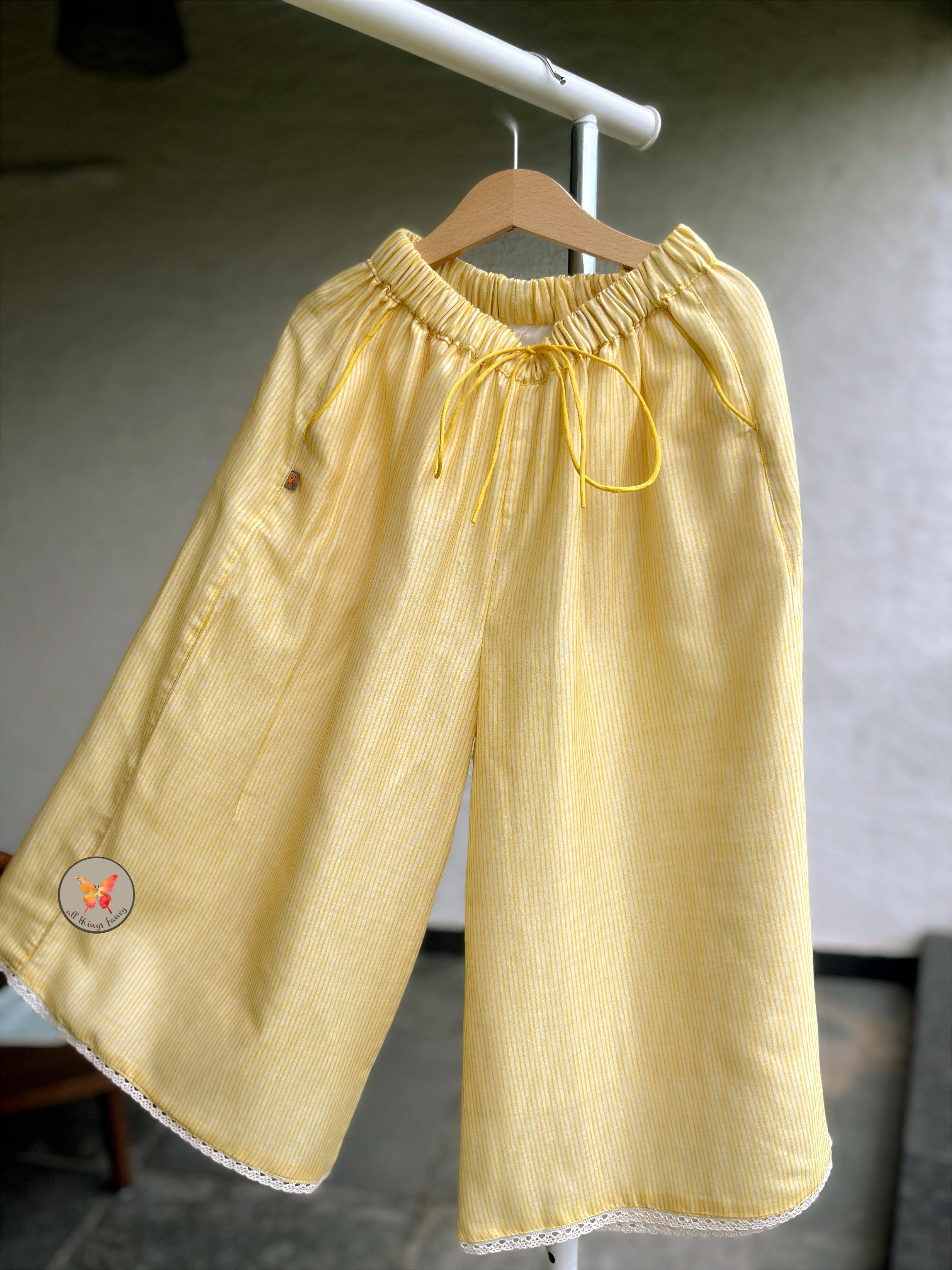 Polka Honeycomb blouse with pants - Yellow