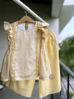 Load image into Gallery viewer, Polka Honeycomb blouse with pants - Yellow

