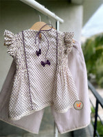 Load image into Gallery viewer, Polka Honeycomb blouse with pants - Lavender
