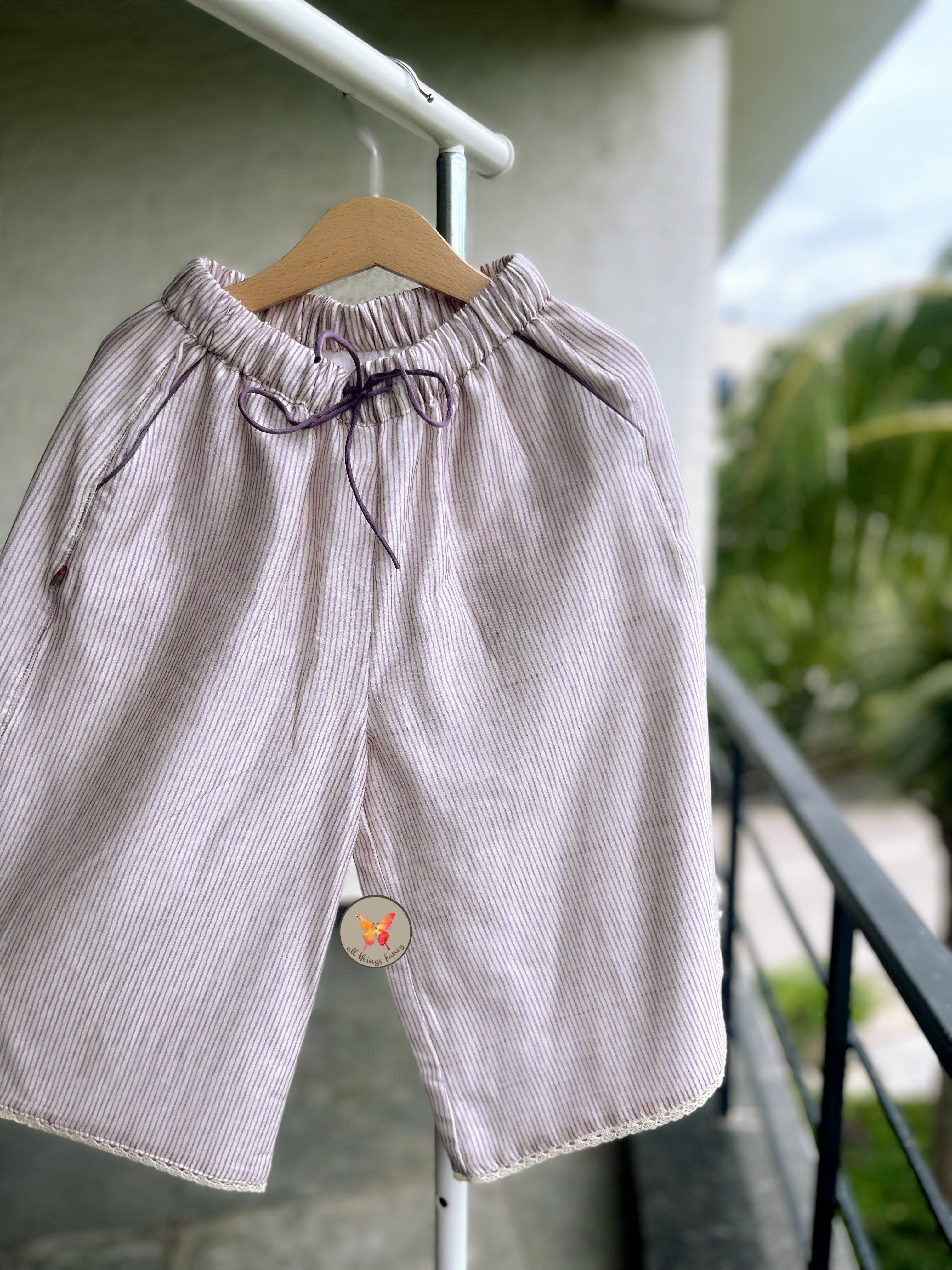 Polka Honeycomb blouse with pants - Lavender