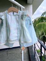 Load image into Gallery viewer, Polka Honeycomb blouse and pants - Sky
