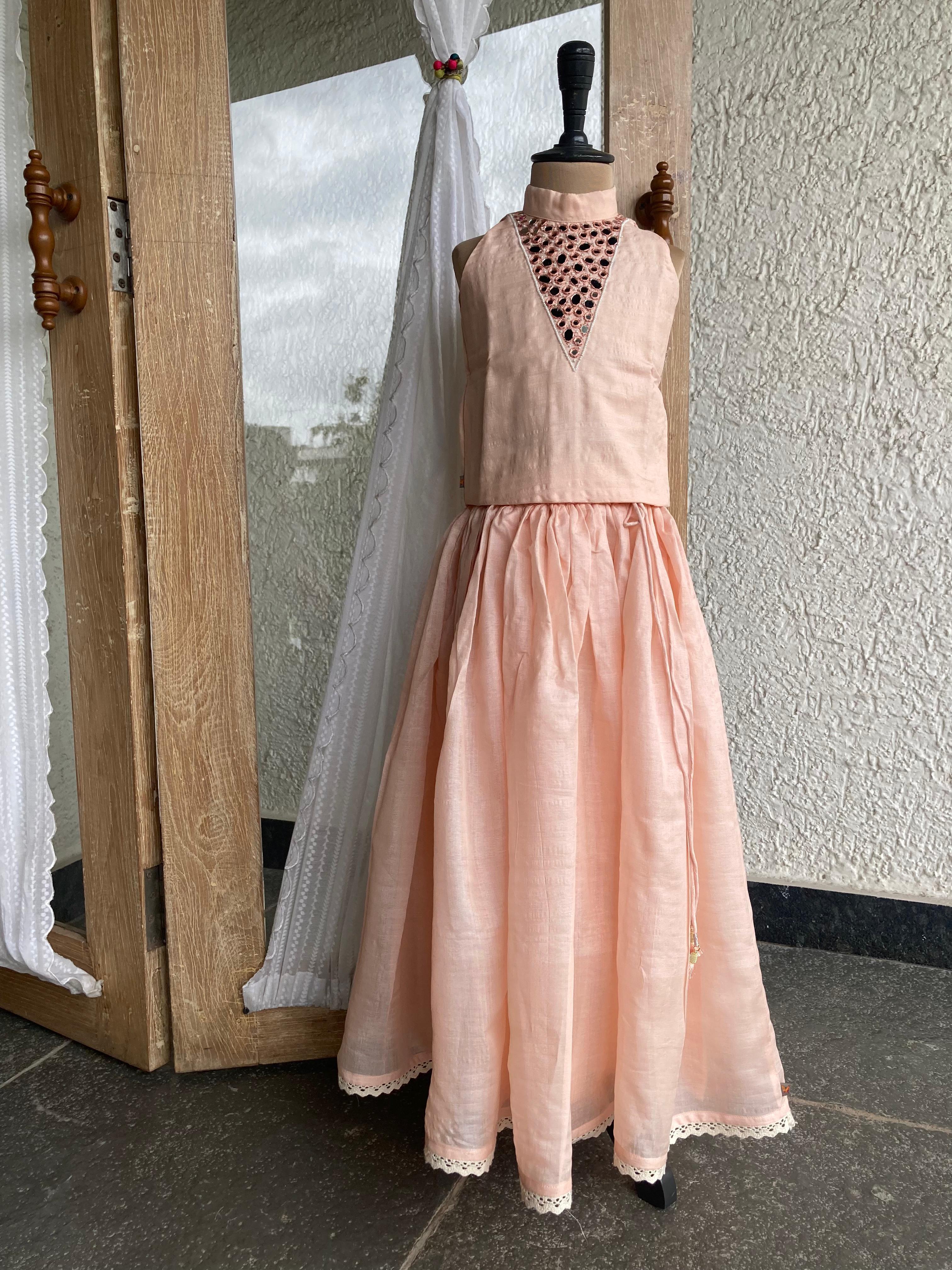 Mirror lehenga-Pale pink