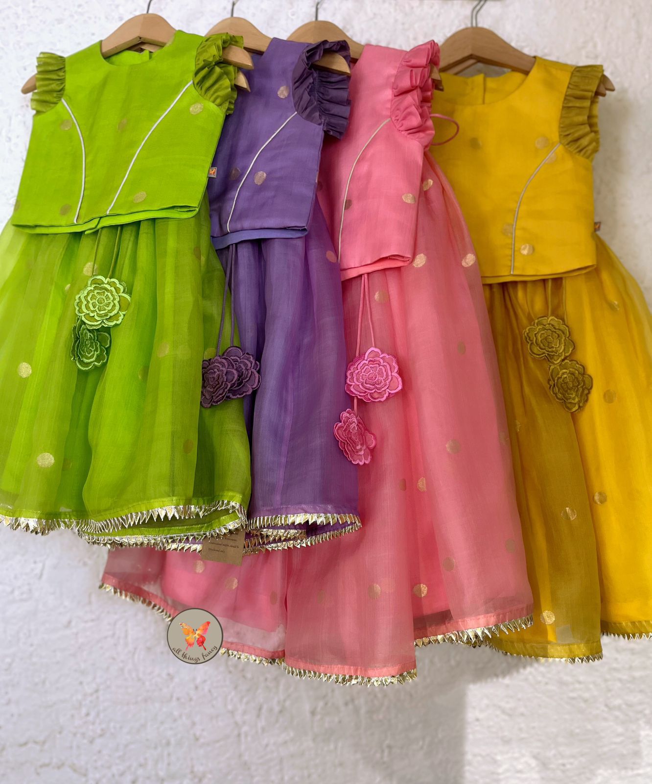 Jamdani Booti Lehenga-Lemonade set