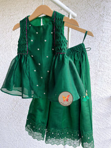 Geometric Embriodery Lehenga set-Panna