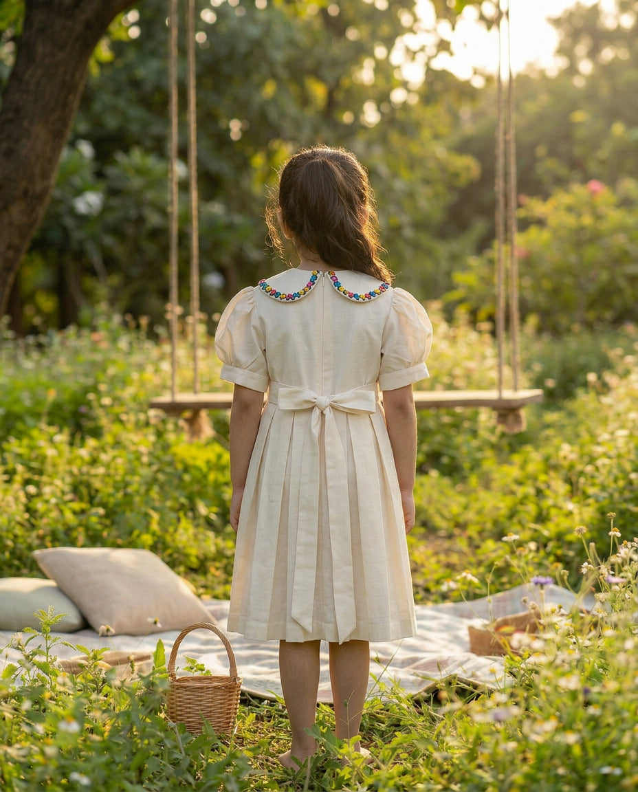 Ivory Rosette Shirt Dress