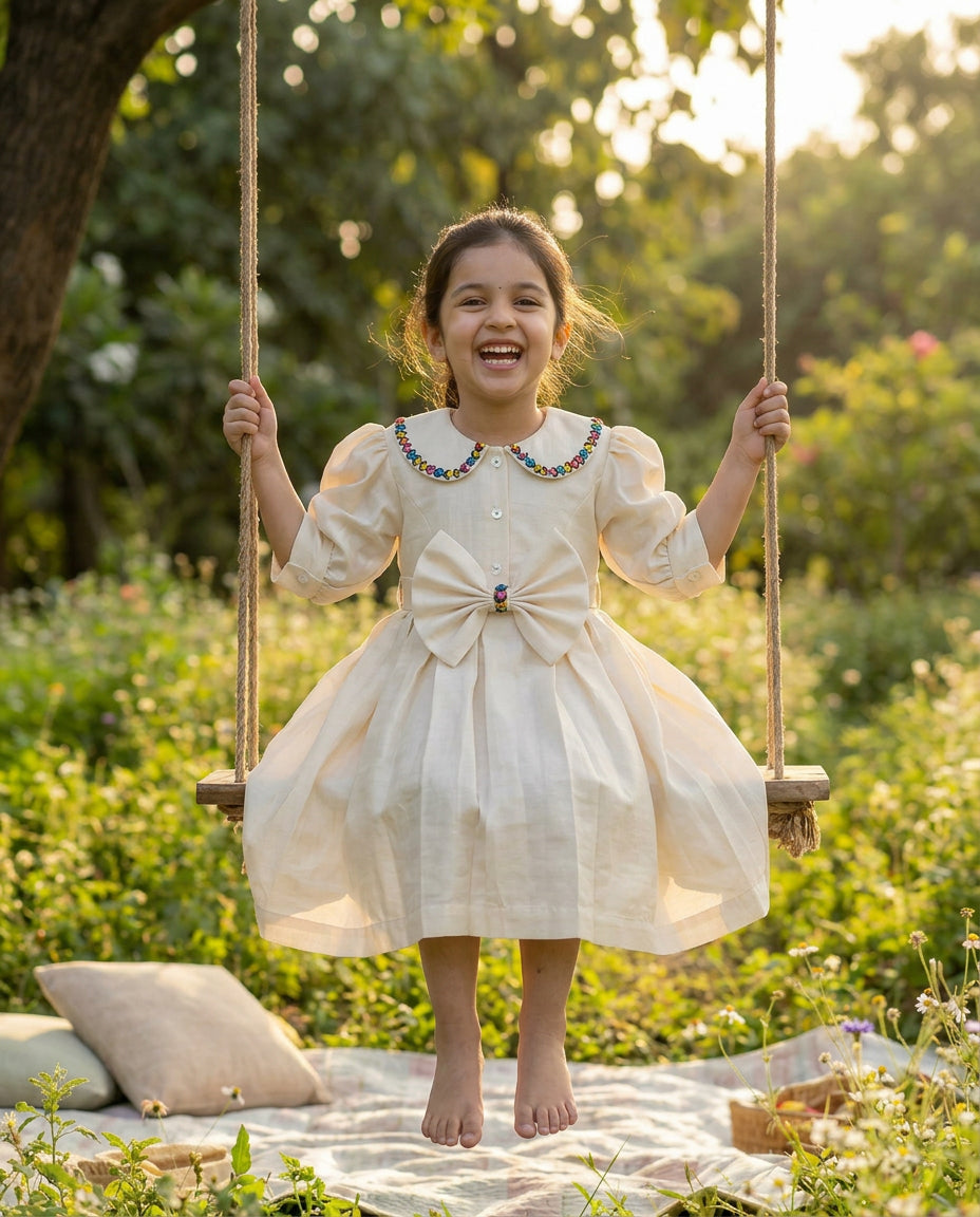 Ivory Rosette Shirt Dress