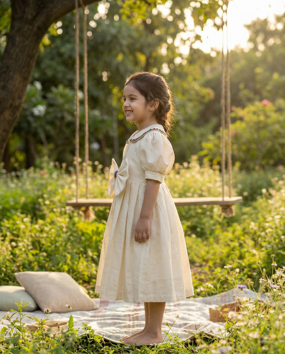 Ivory Rosette Shirt Dress