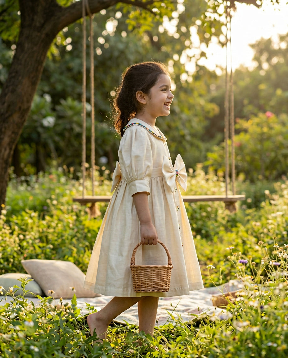 Ivory Rosette Shirt Dress