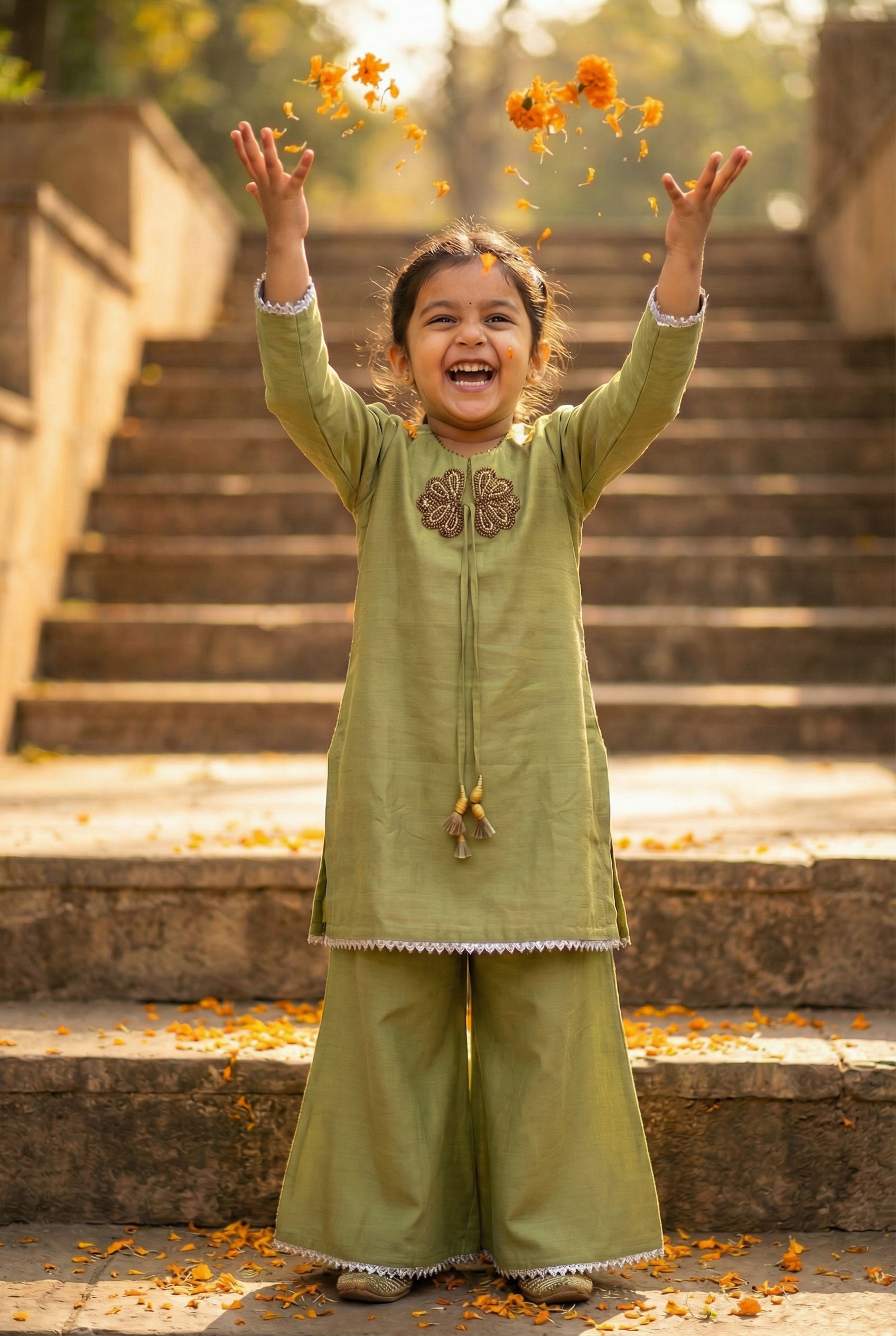 Sunehera Phool Sharara Set- Kiwi