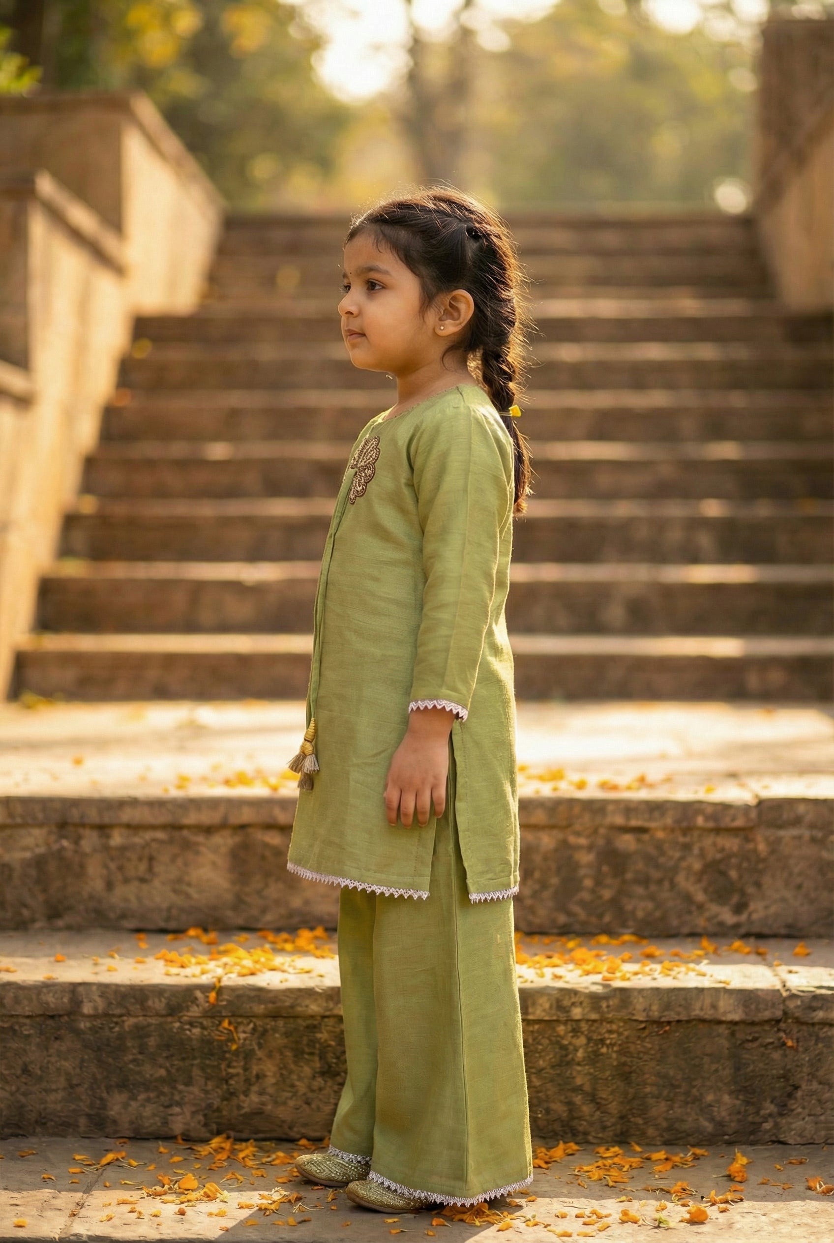Sunehera Phool Sharara Set- Kiwi