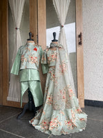 Load image into Gallery viewer, Festive Floral Lehenga Set- Mint
