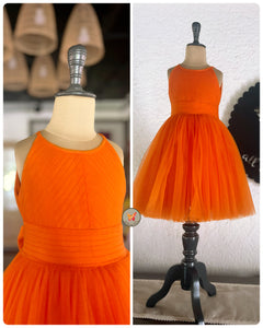Quilted yoke halter dress- Sunburnt orange