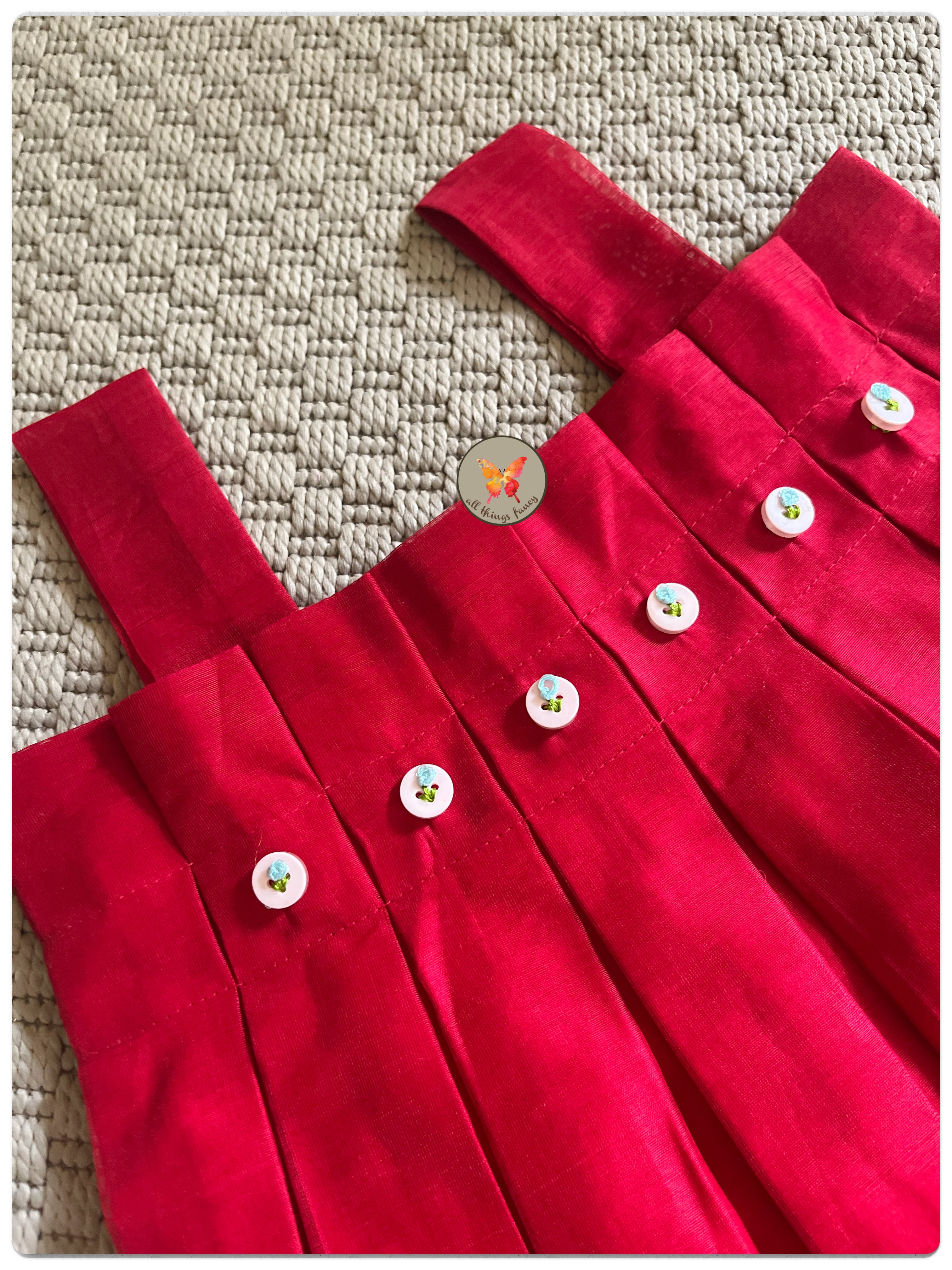 Pleated Slip Dress - Red