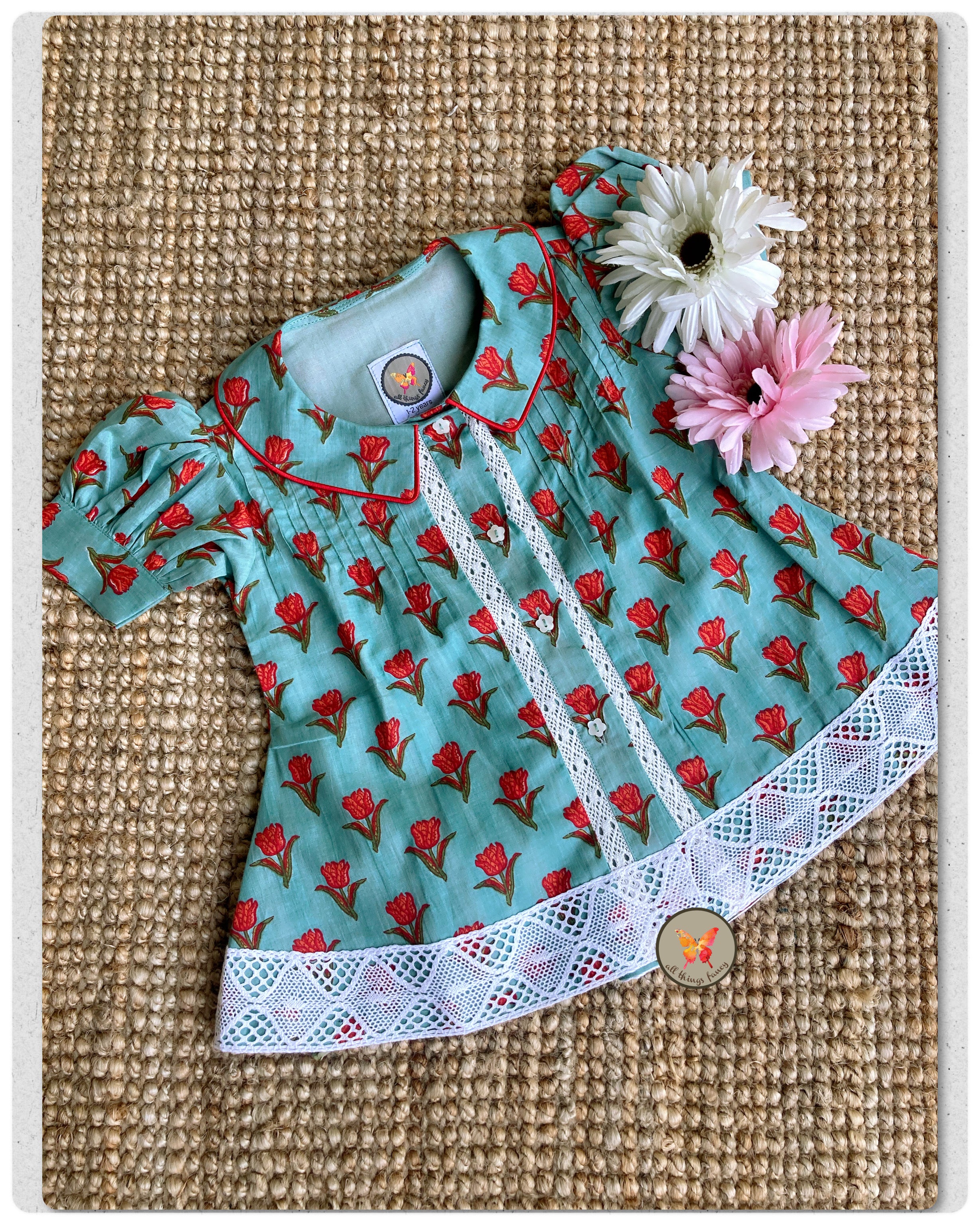 Sea Blue Floral Shirt Dress