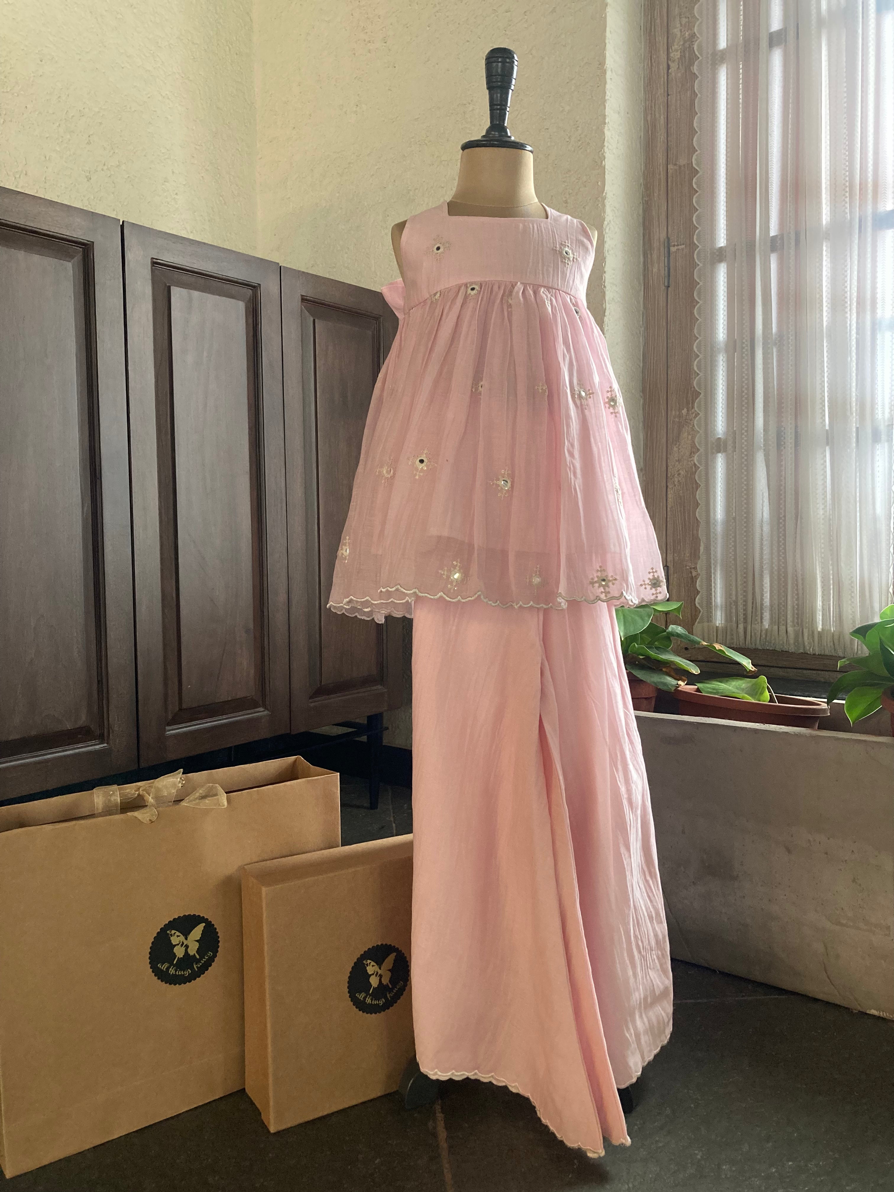 Mirrored Sharara set- Pink