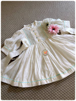 Load image into Gallery viewer, The Diamond handsmocked Dress - Ivory
