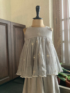 Mirrored Sharara Set- Grey