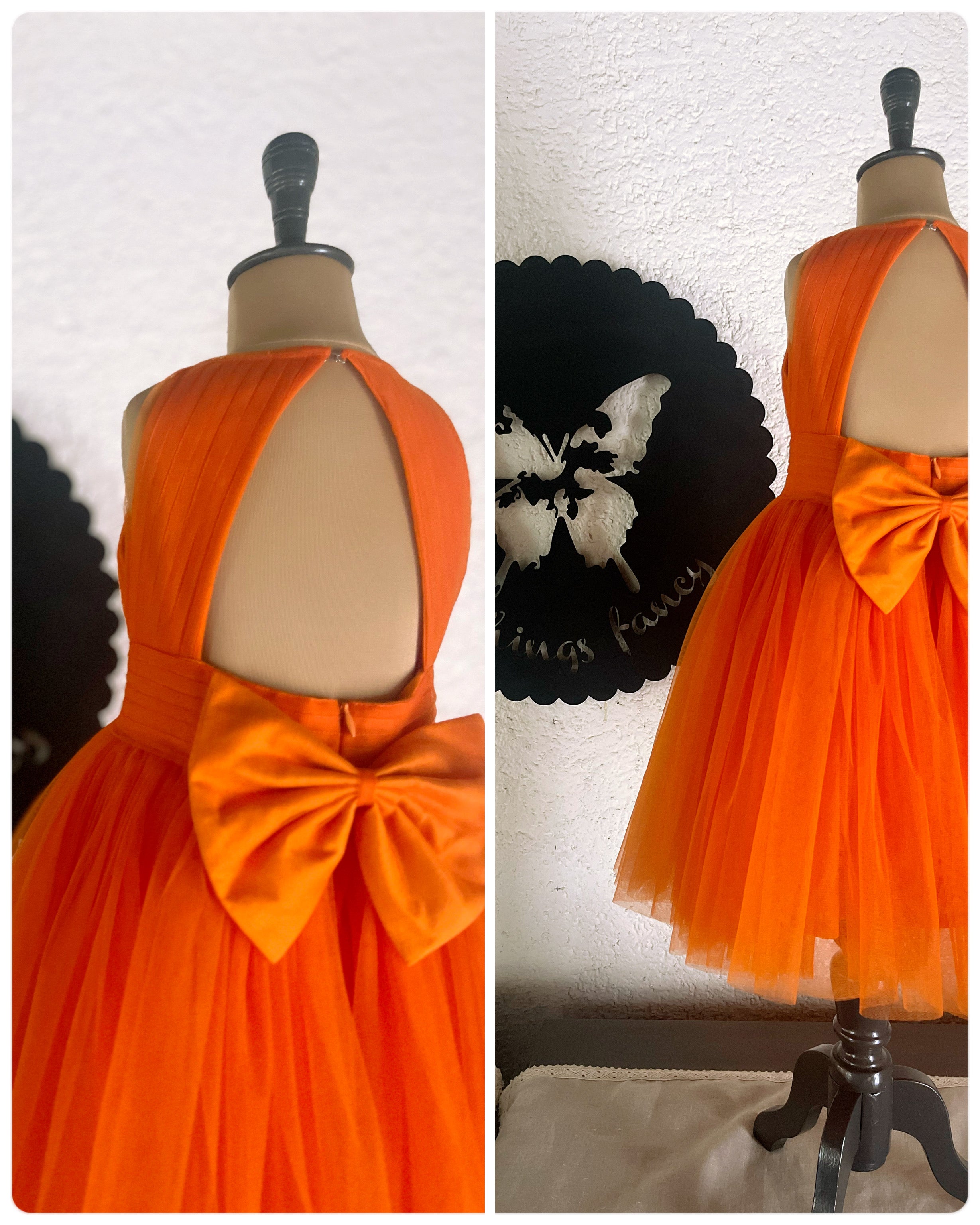 Quilted yoke halter dress- Sunburnt orange