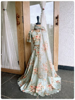 Load image into Gallery viewer, Festive Floral Lehenga Set- Mint
