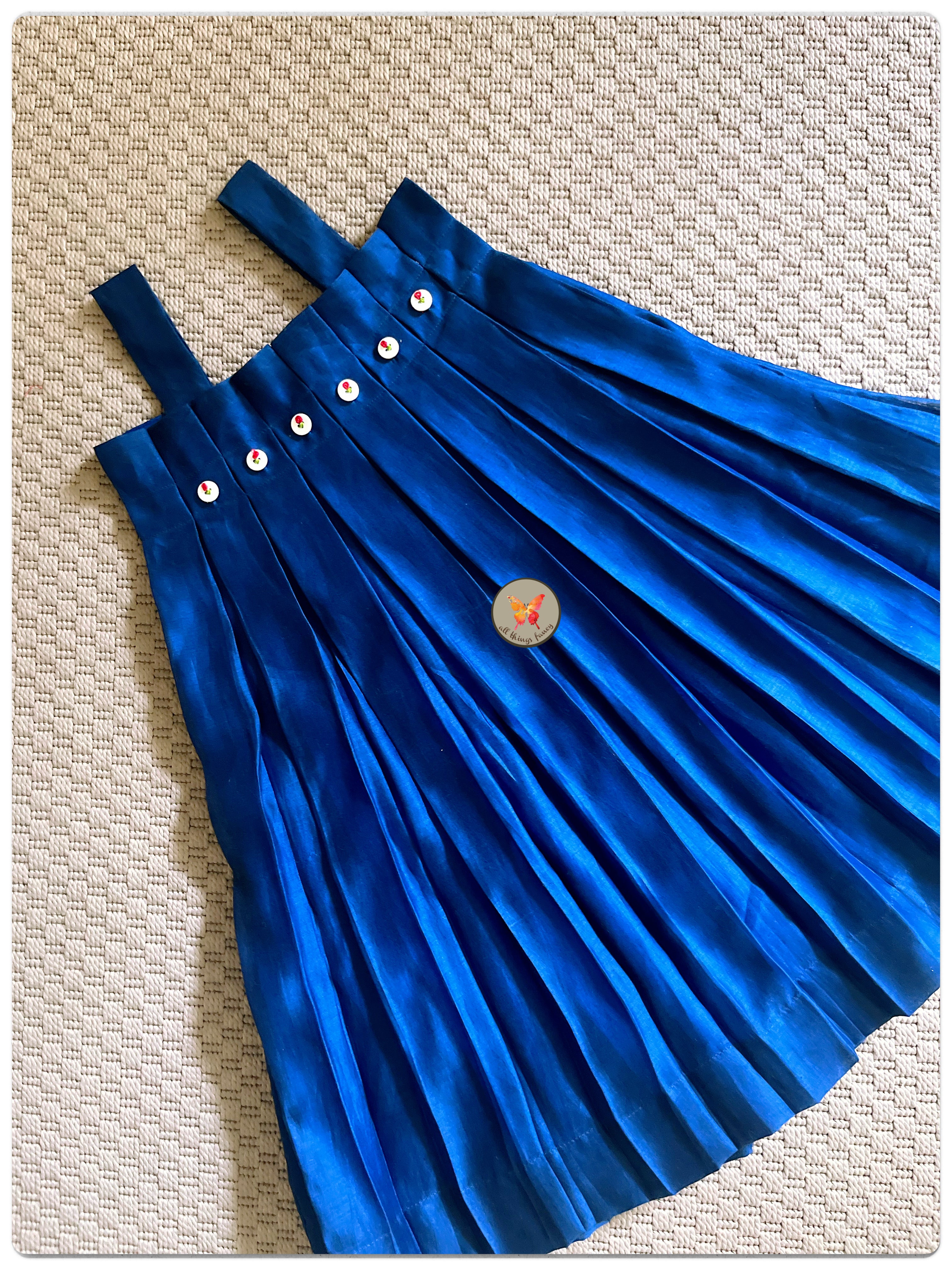 Pleated Slip Dress - Blue