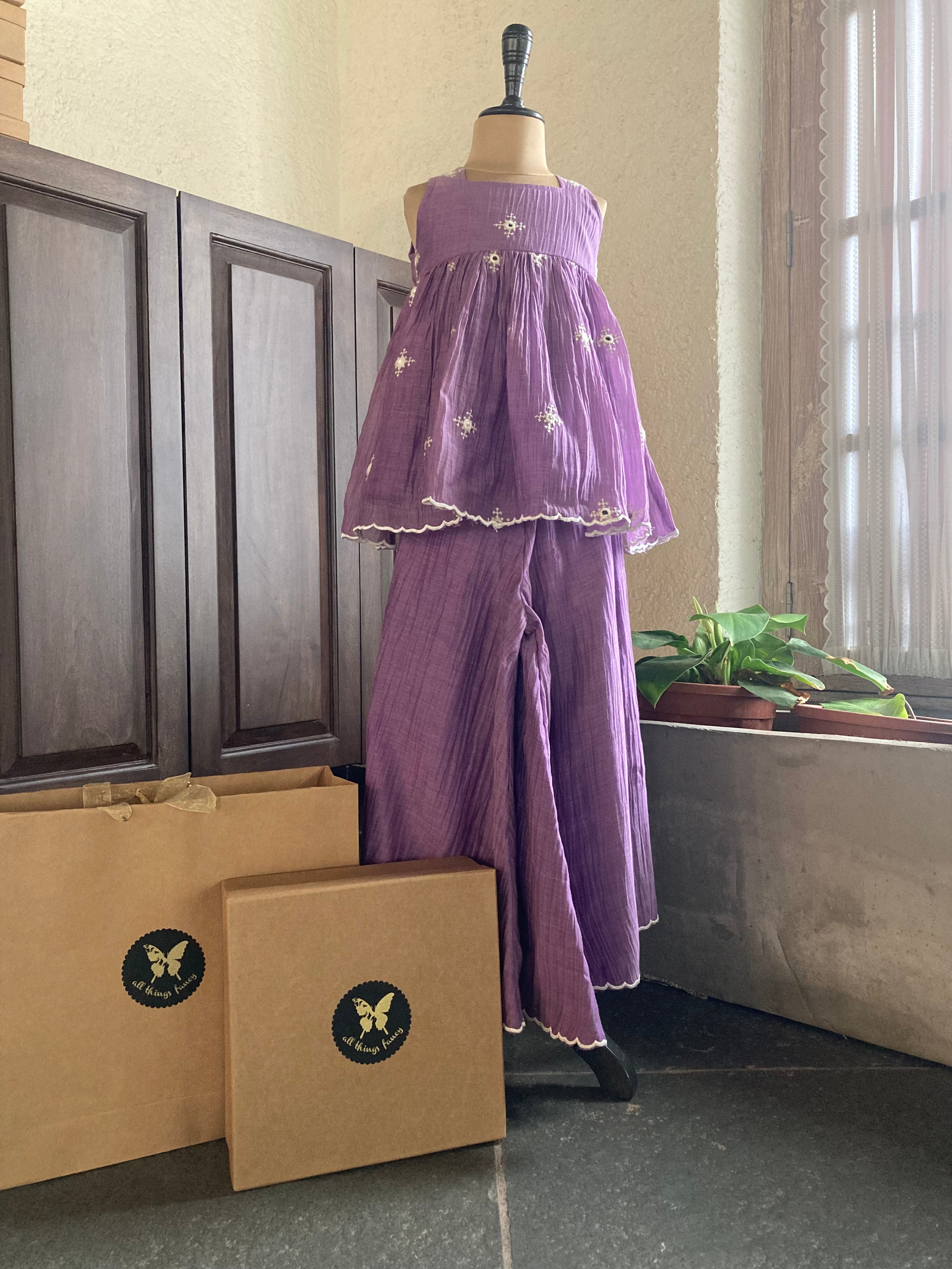 Mirrored Sharara Set- Lavender