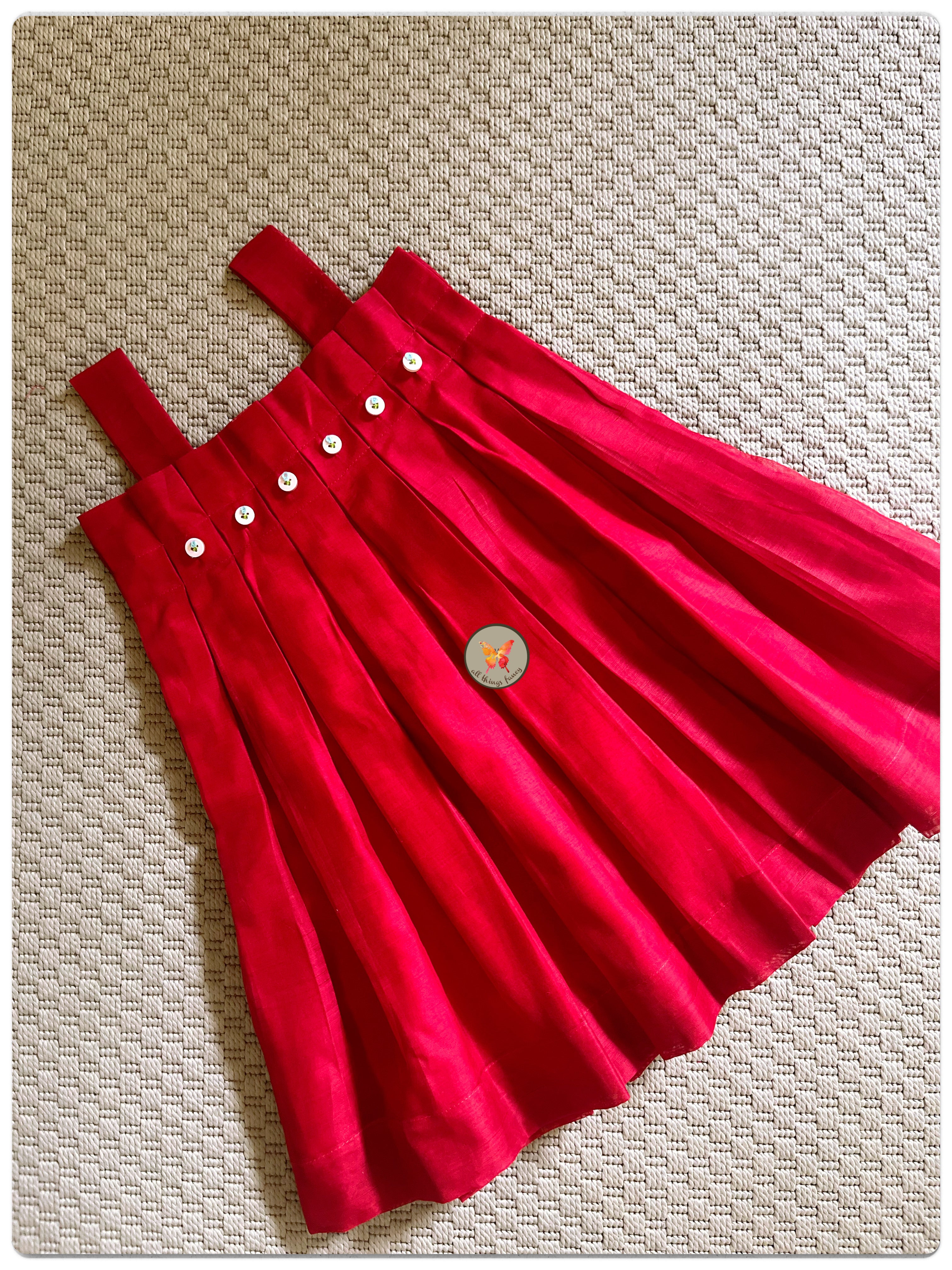 Pleated Slip Dress - Red