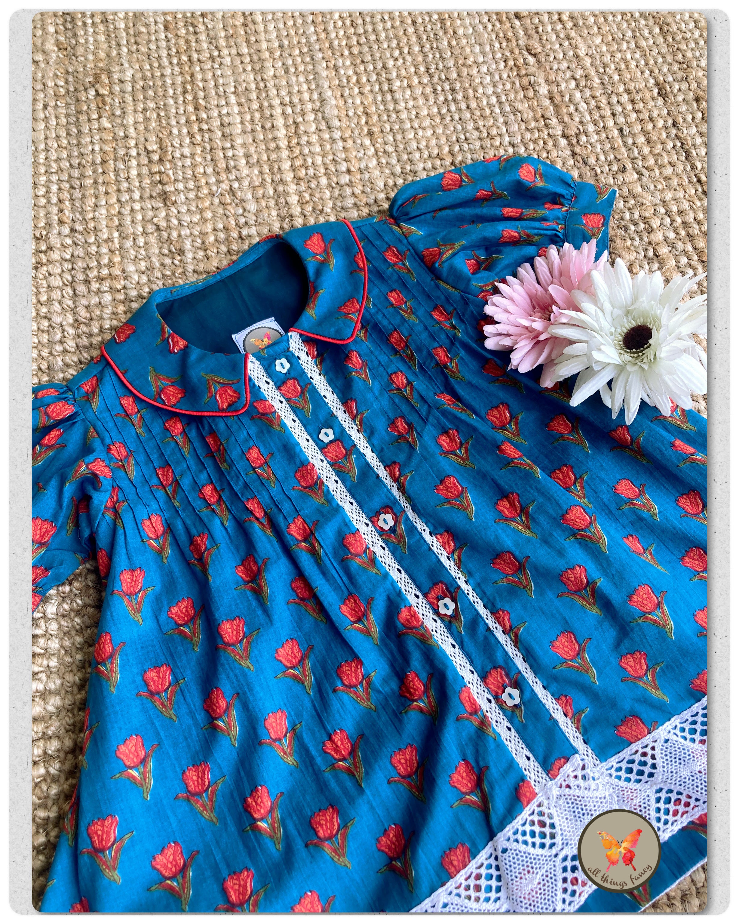 Midnight Blue Floral Shirt Dress