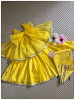Load image into Gallery viewer, Foil Bunny Tie Blouse with Lehenga - Yellow
