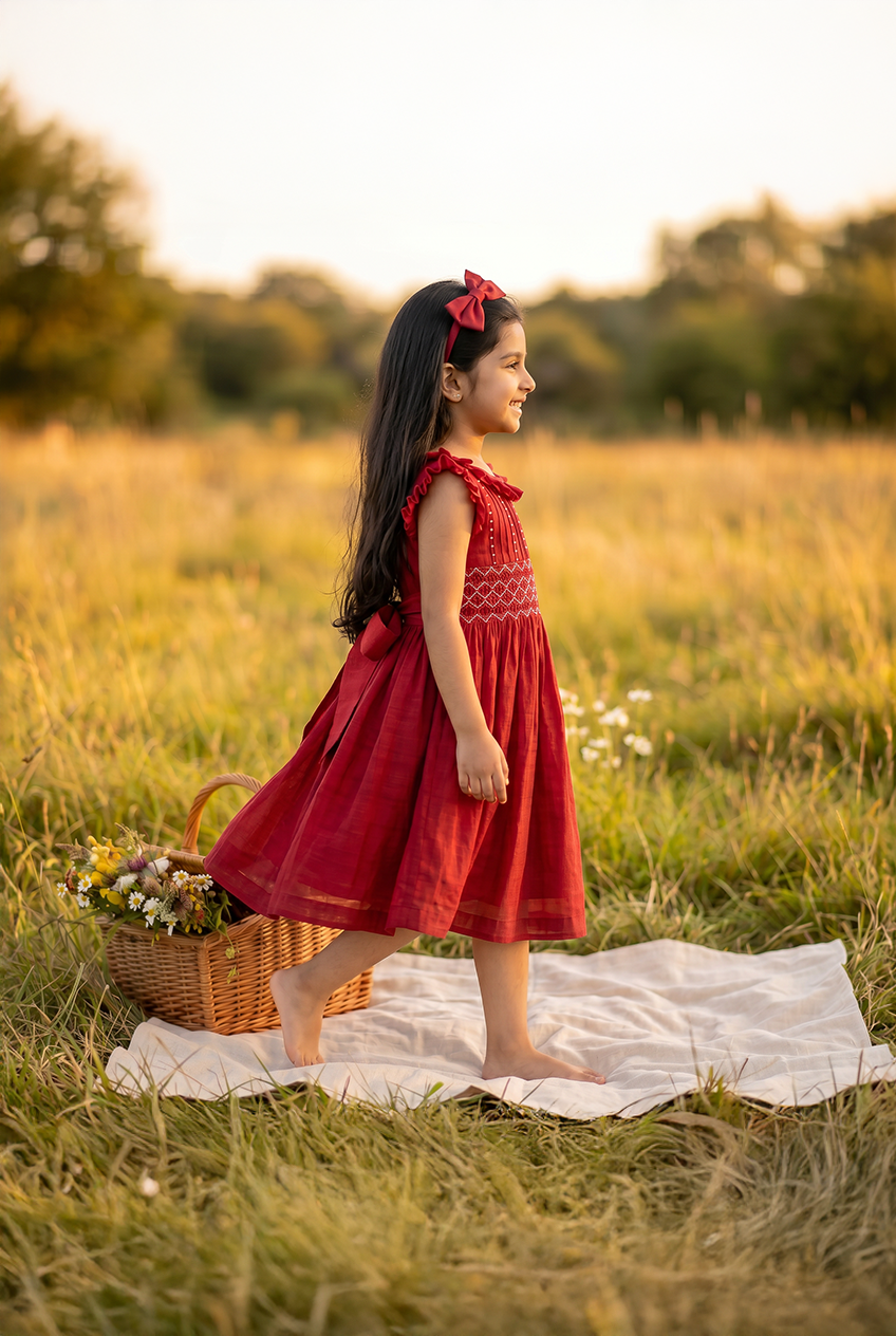 Red Handsmocked dress