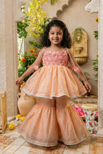 Load image into Gallery viewer, 3d Flower Gharara- Peach
