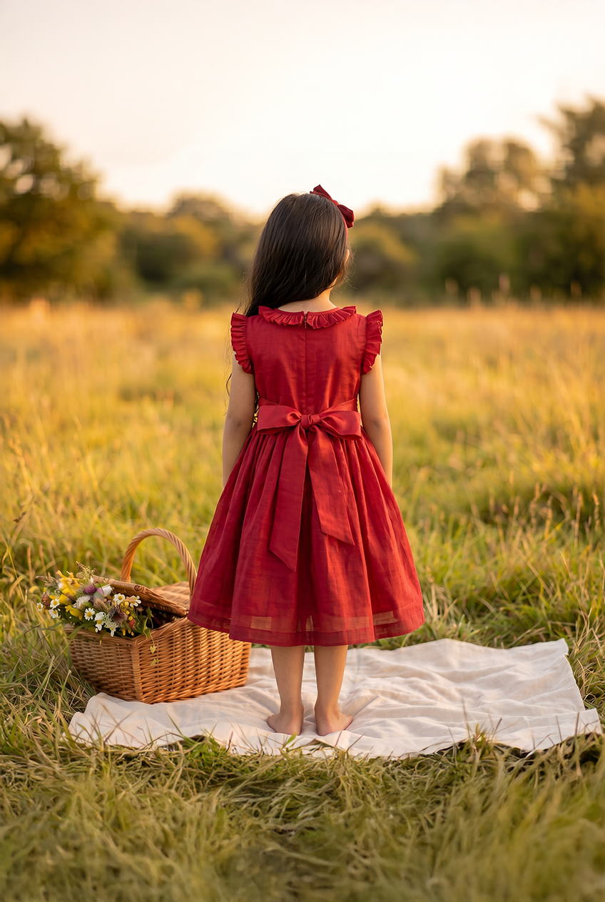 Red Handsmocked dress