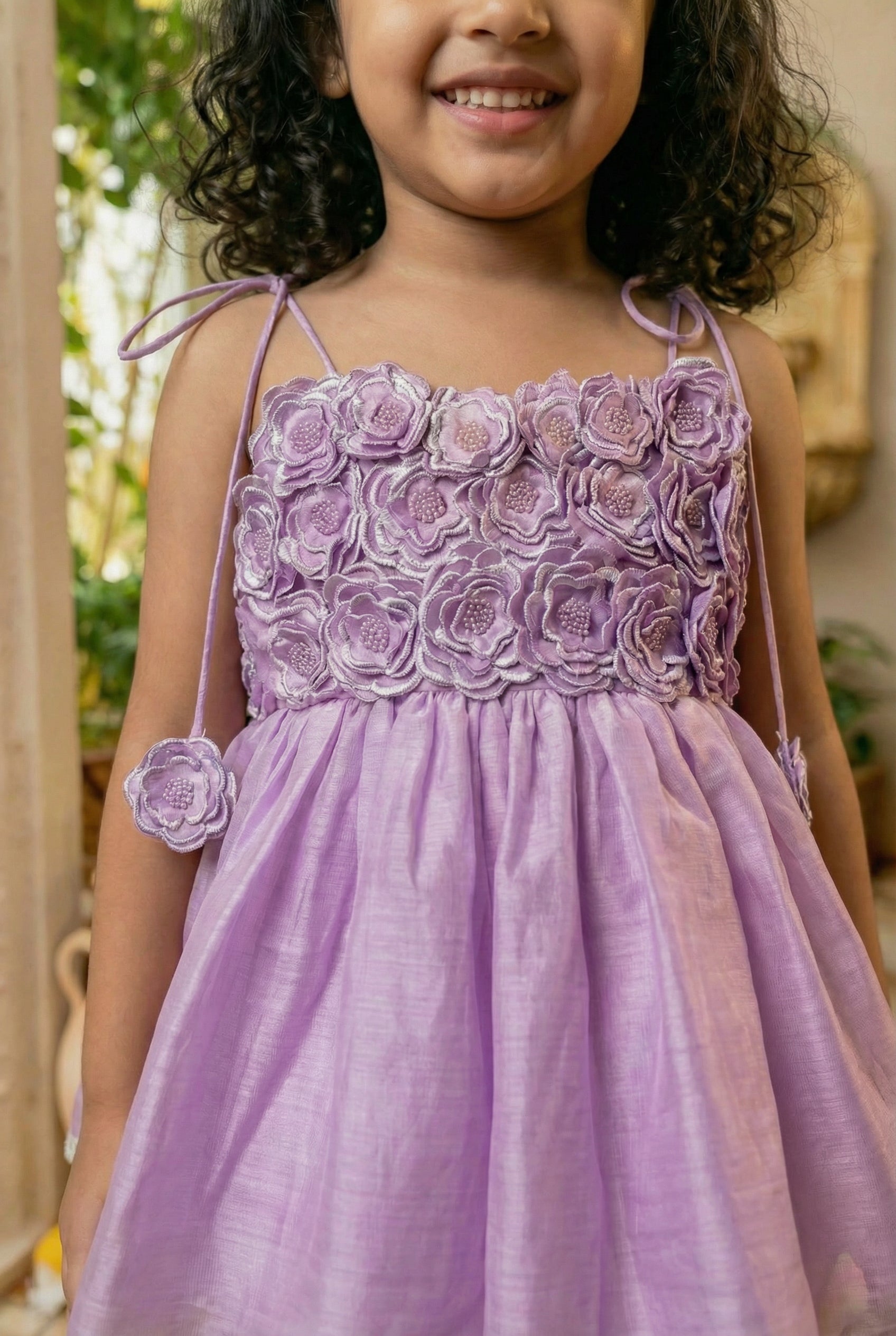 3d Flower Gharara- Lavender